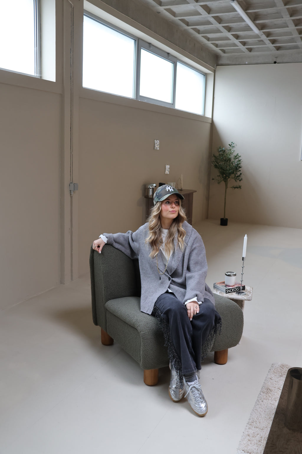 Liselle fringes denim grey