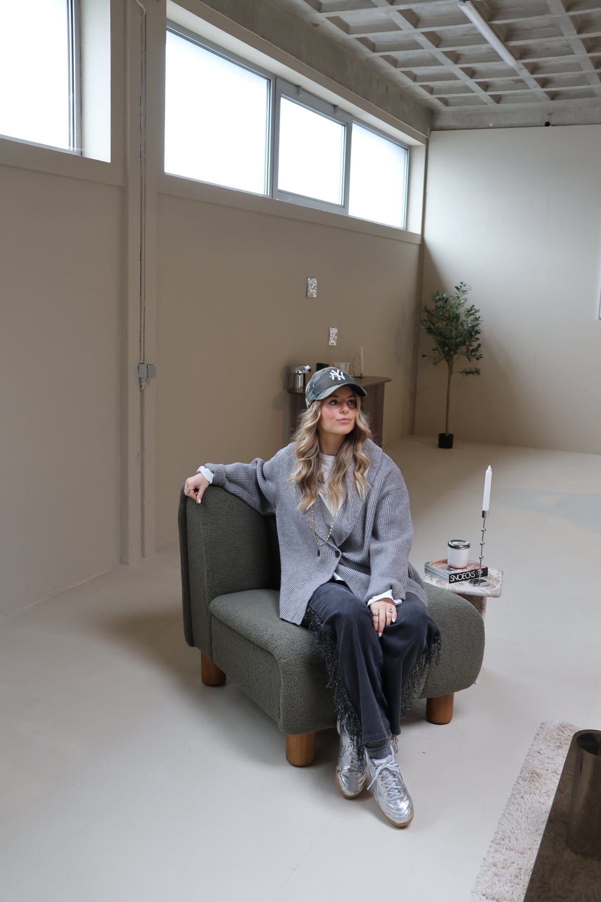 Liselle fringes denim grey