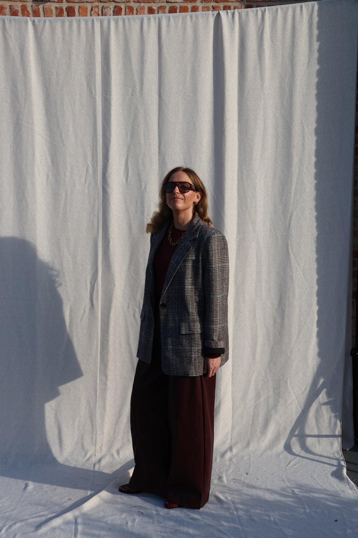 Lara geruite blazer grijs
