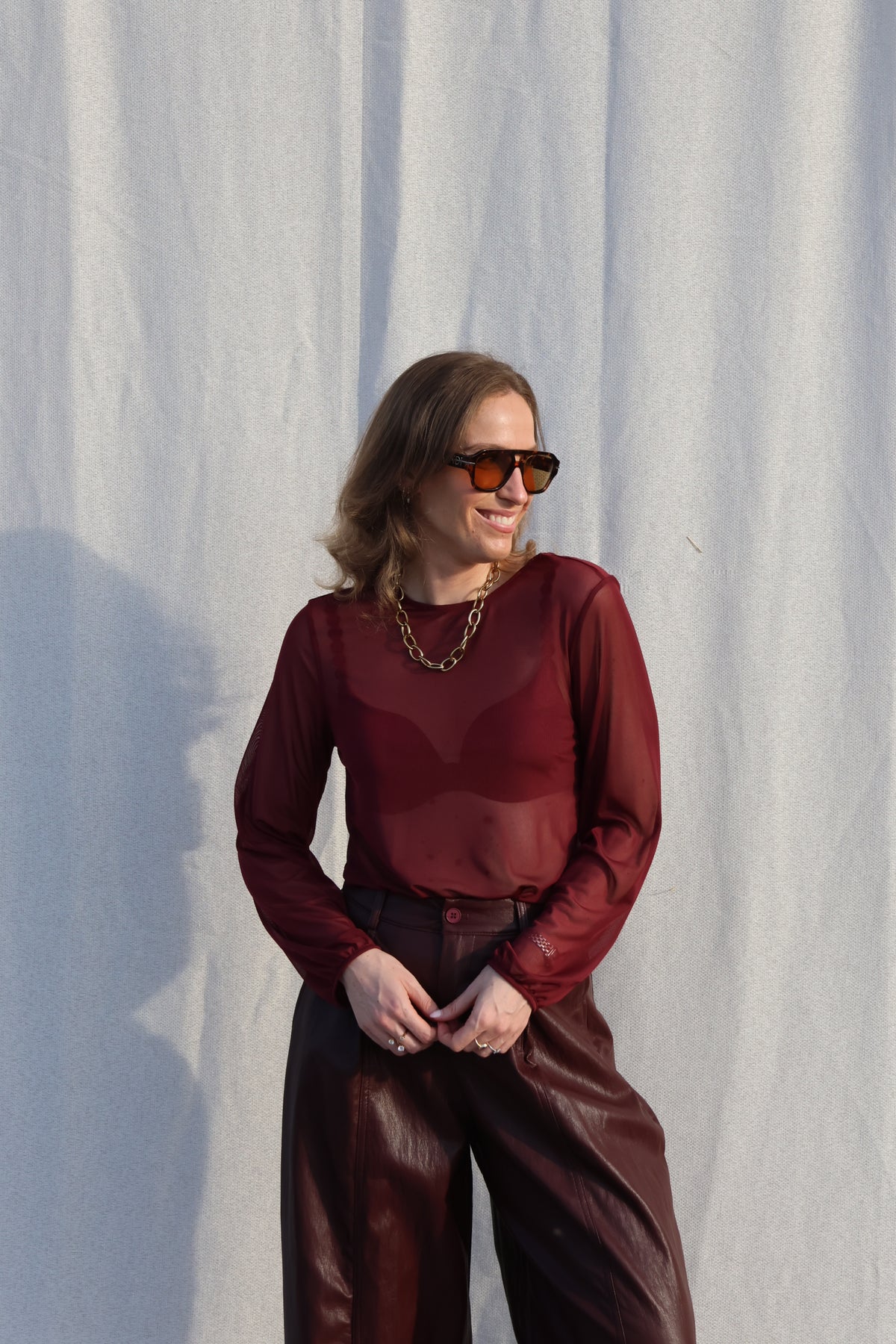 Eva mesh top bordeaux