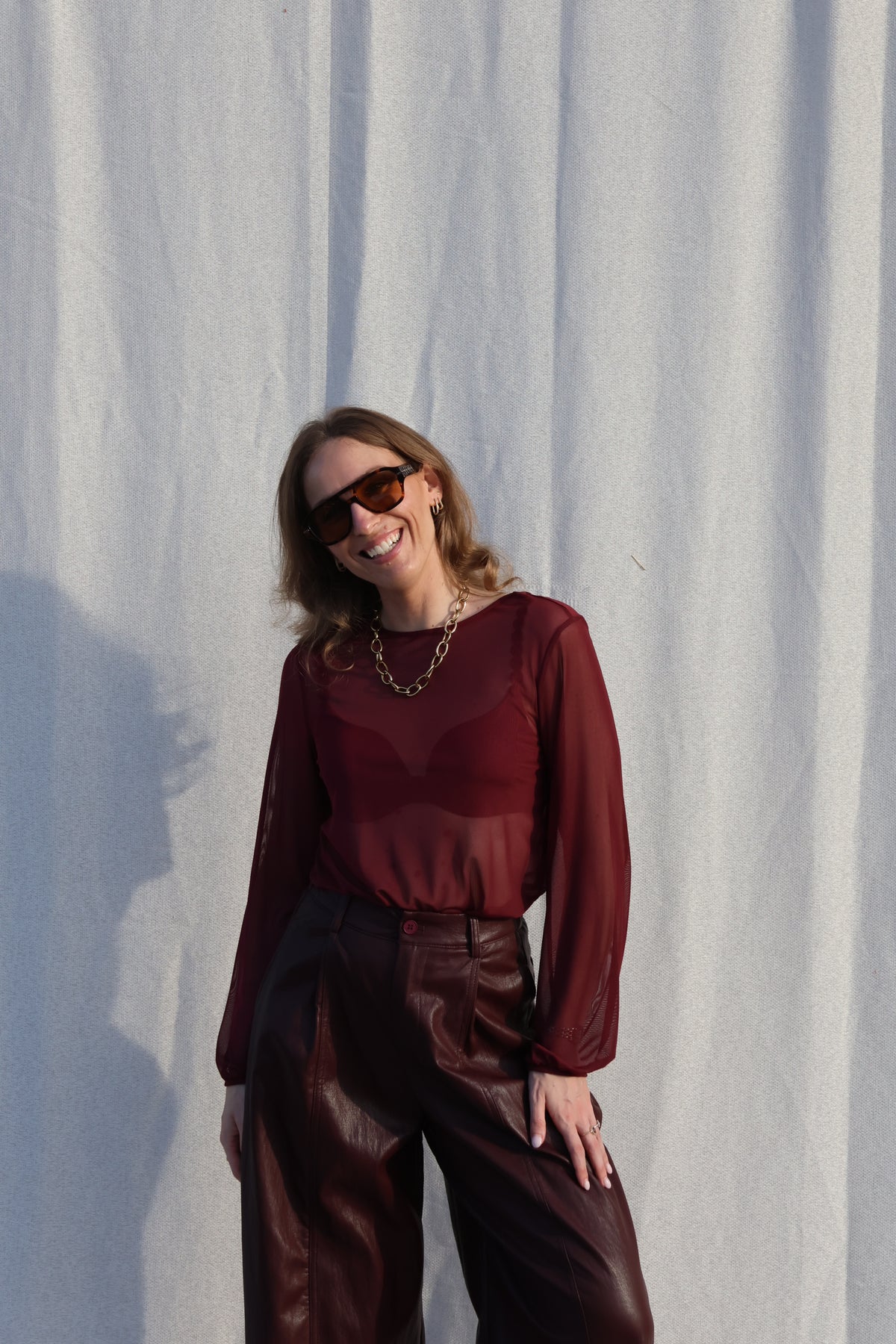 Eva mesh top bordeaux