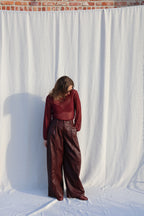 Sar faux leather broek bordeaux