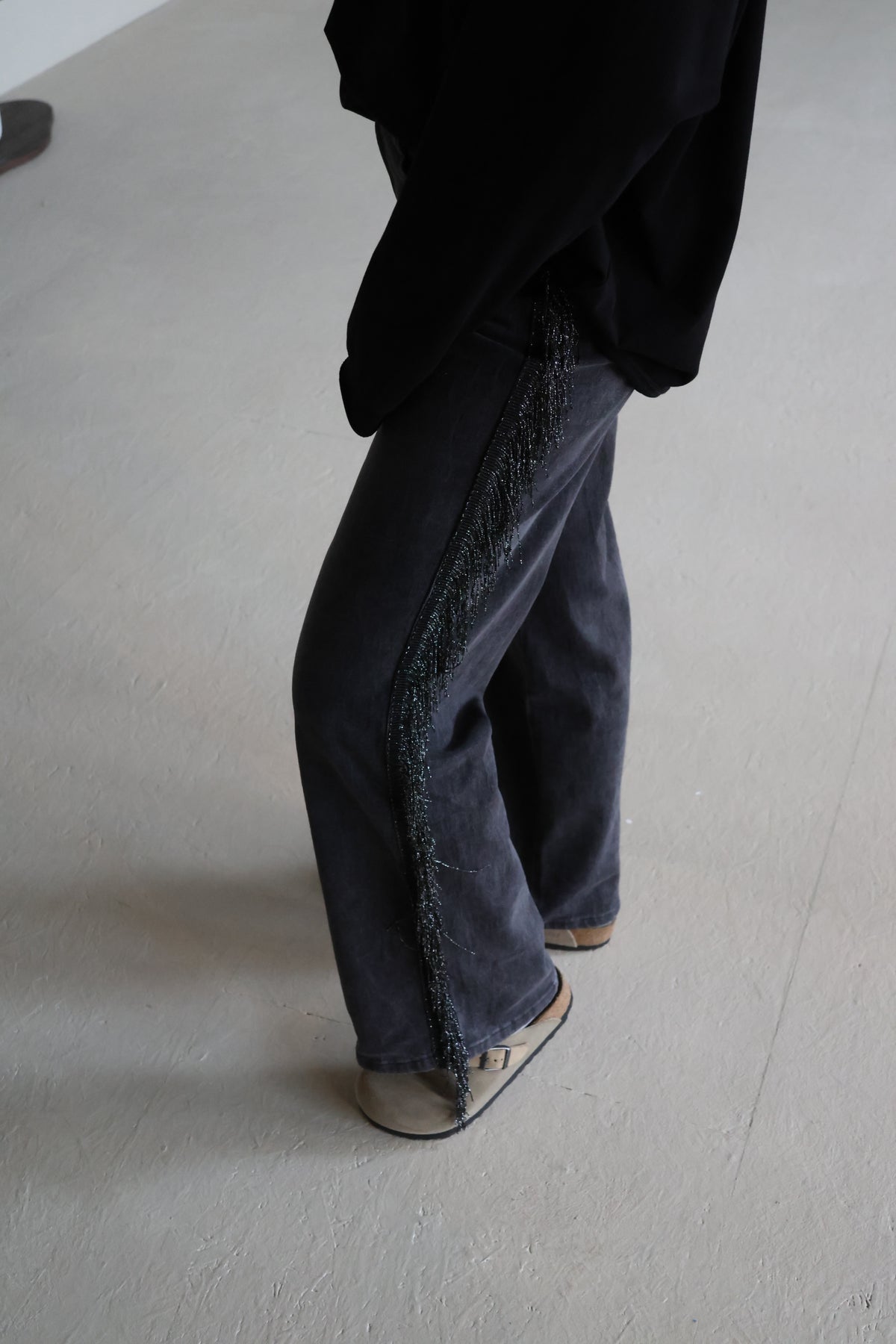 Liselle fringes denim grey