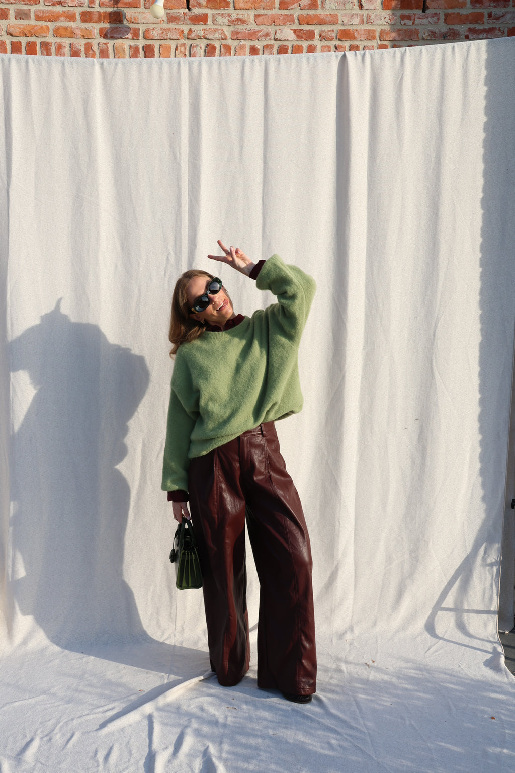 Sar faux leather broek bordeaux