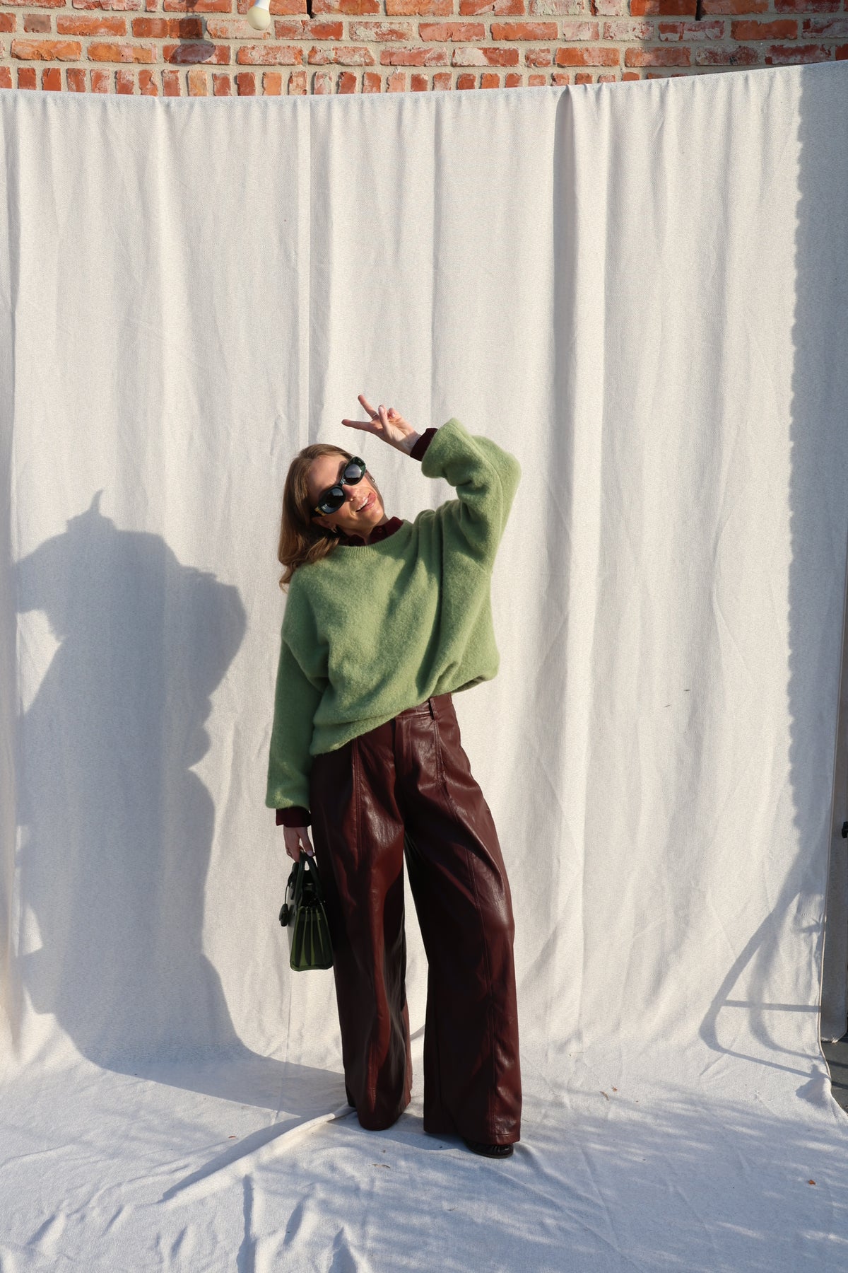 Sar faux leather broek bordeaux