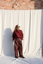Sar faux leather broek bordeaux