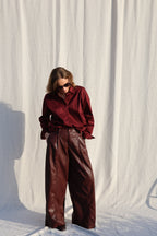 Sar faux leather broek bordeaux