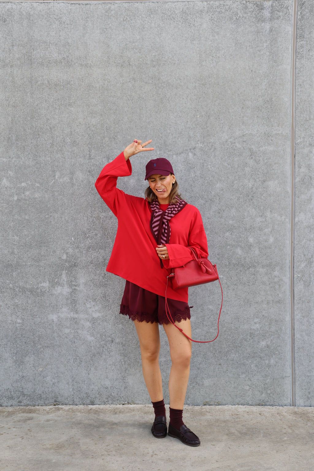 Annabel oversized longsleeve rood