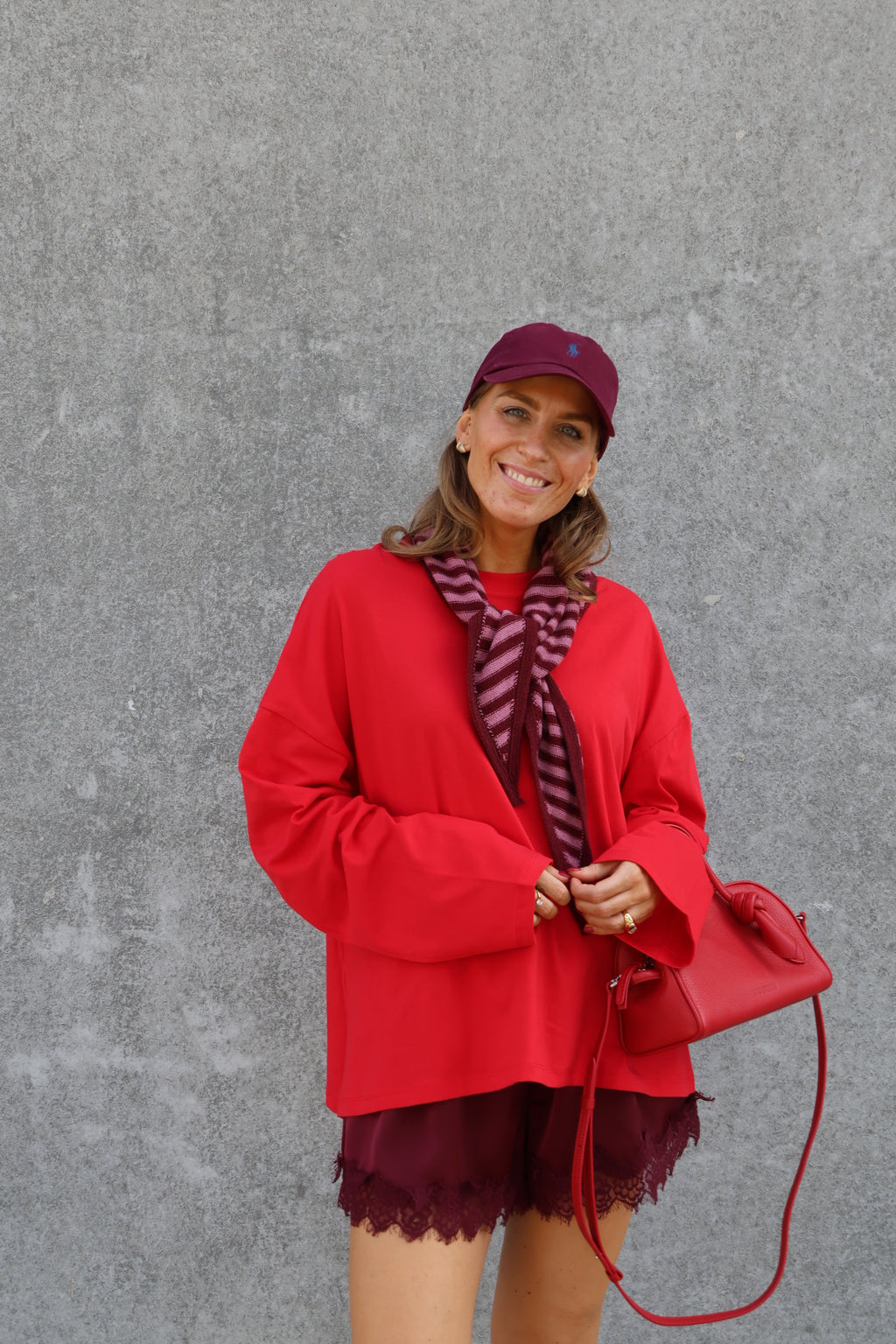 Annabel oversized longsleeve rood