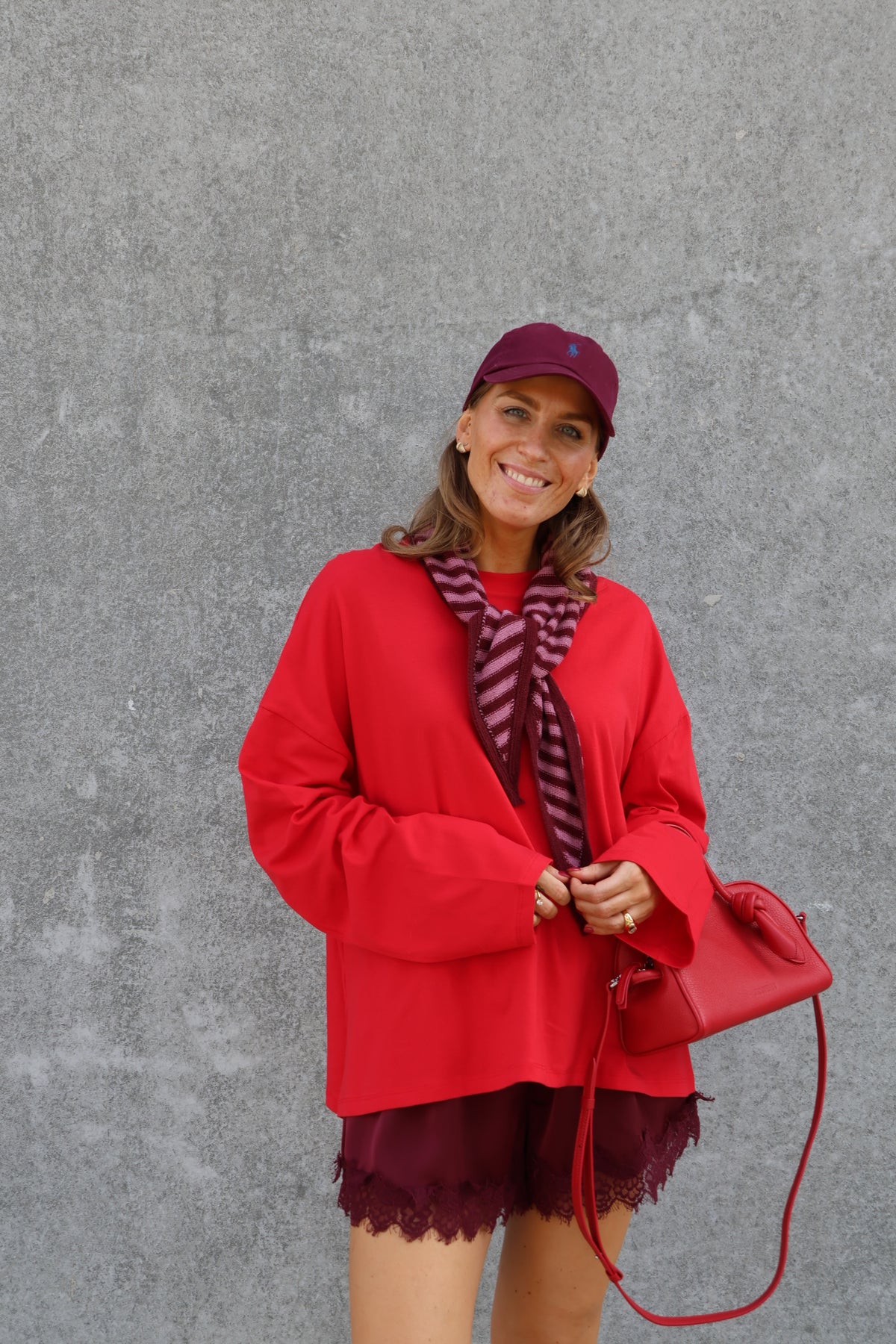 Annabel oversized longsleeve rood