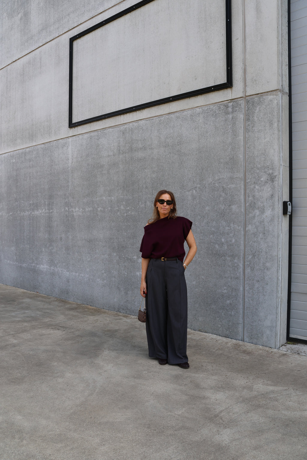 Leni top met brede hals dark berry