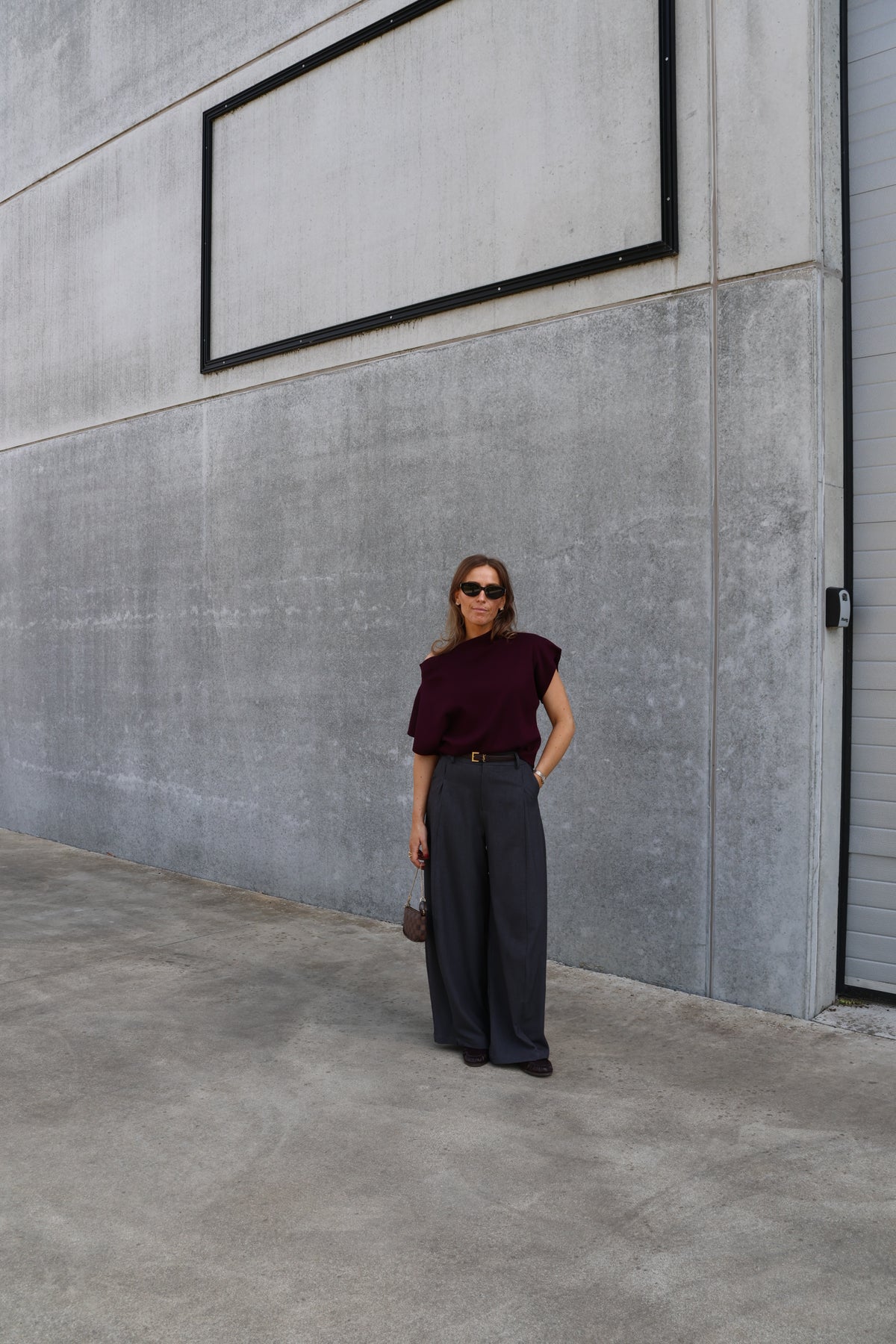 Leni top met brede hals dark berry