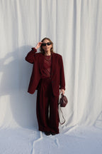 Lune pantalon met detail bordeaux