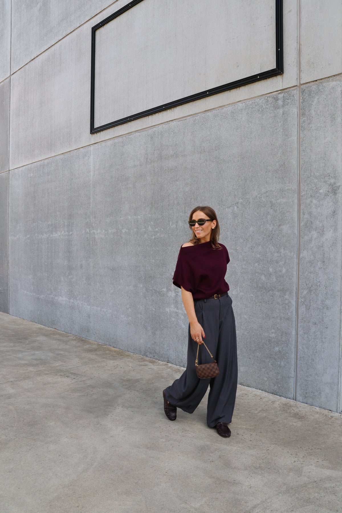 Leni top met brede hals dark berry