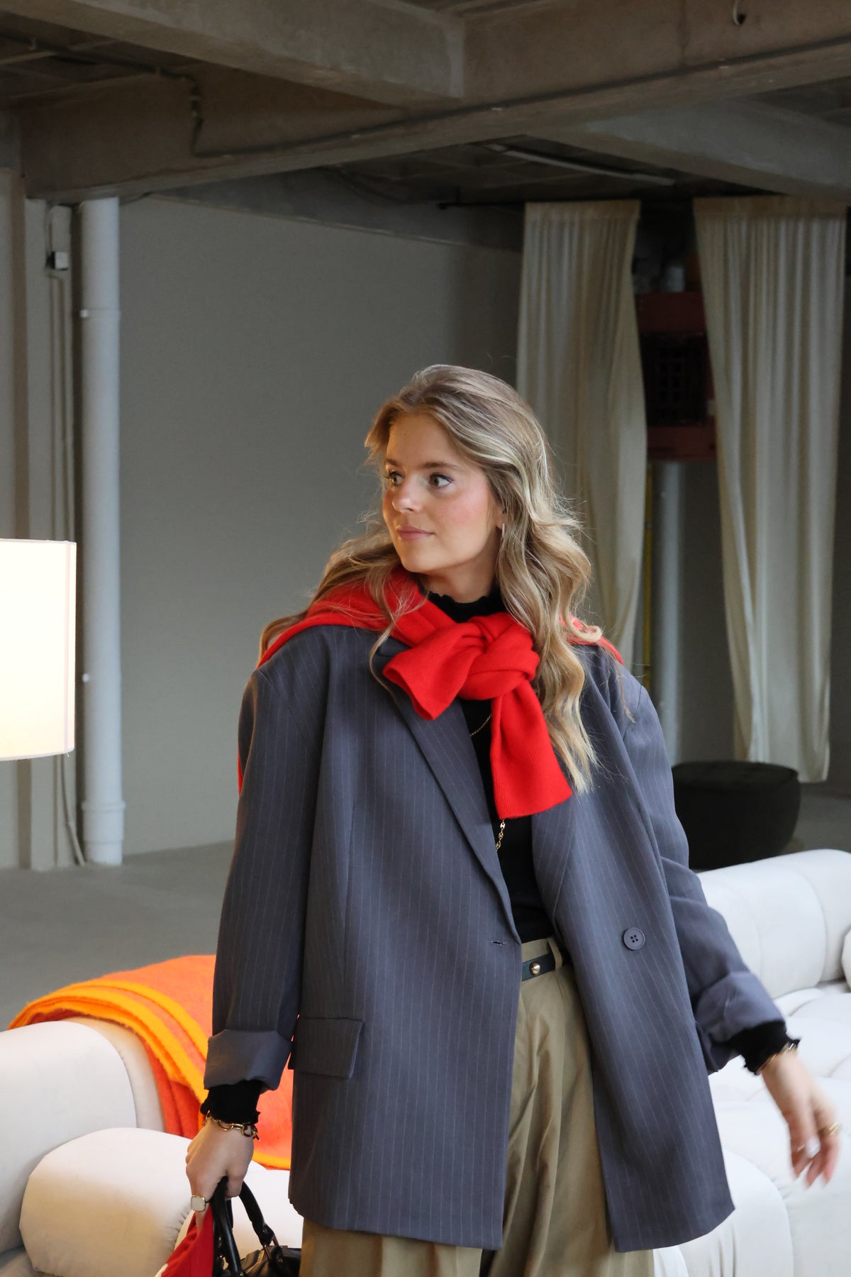 Viona striped blazer grey