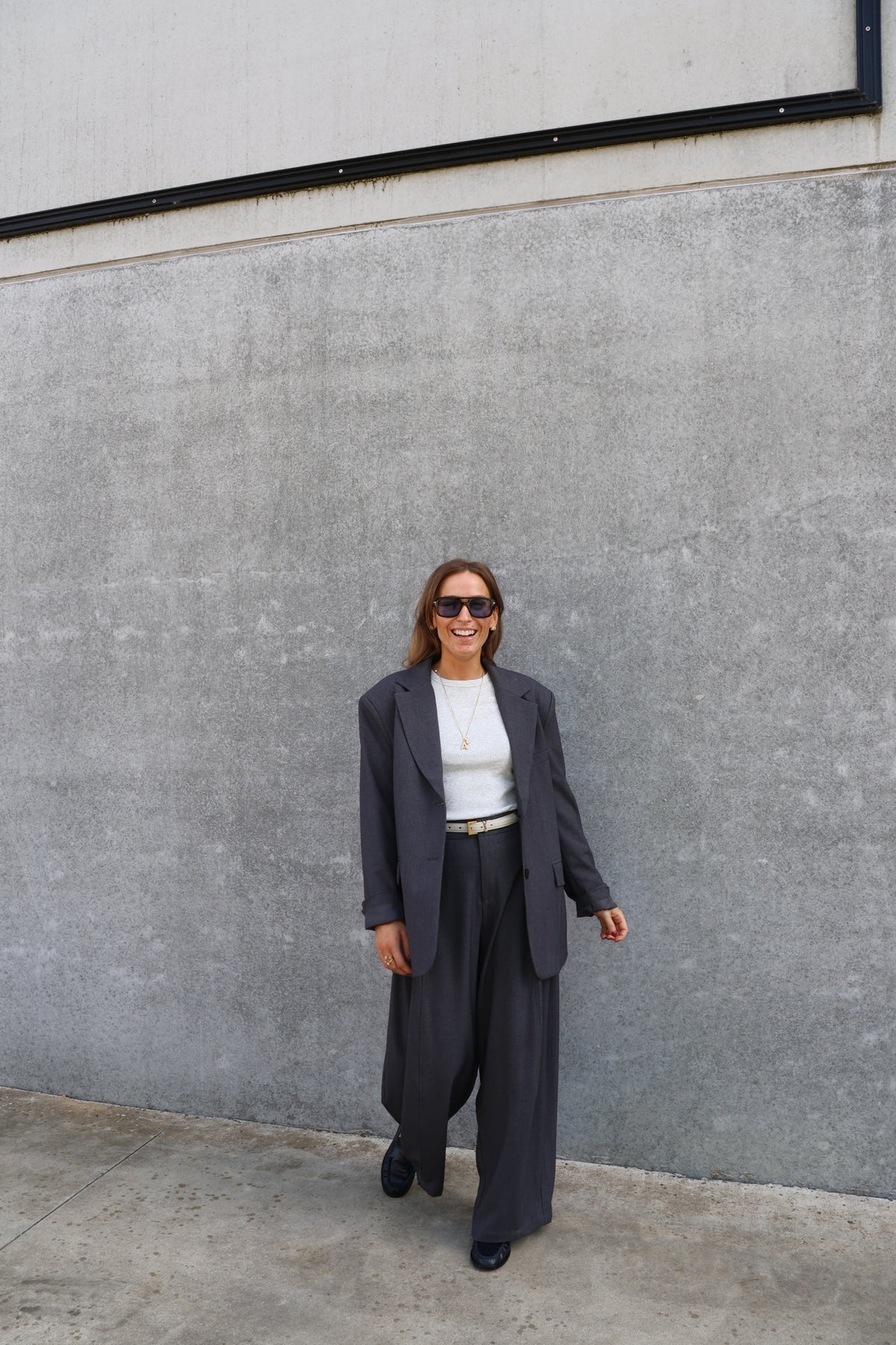 Lune pantalon met detail donkergrijs