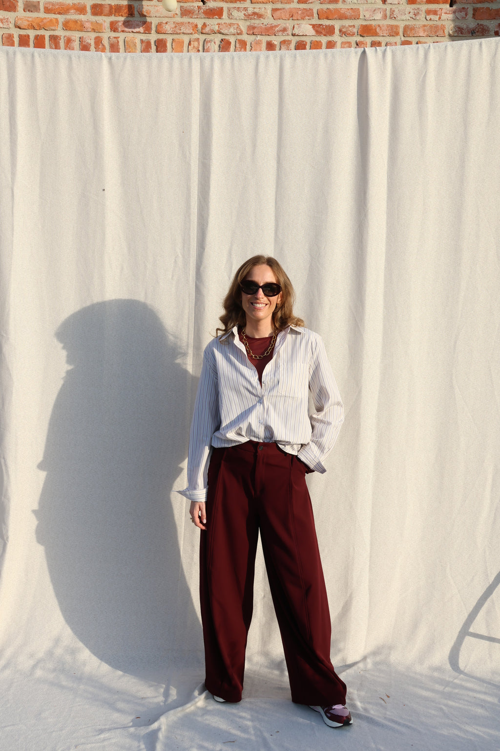 Lune pantalon met detail bordeaux