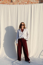 Lune pantalon met detail bordeaux