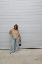 Lieke blouse met wijde mouwen camel