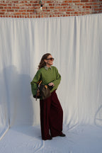 Lune pantalon met detail bordeaux