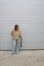 Lieke blouse met wijde mouwen camel