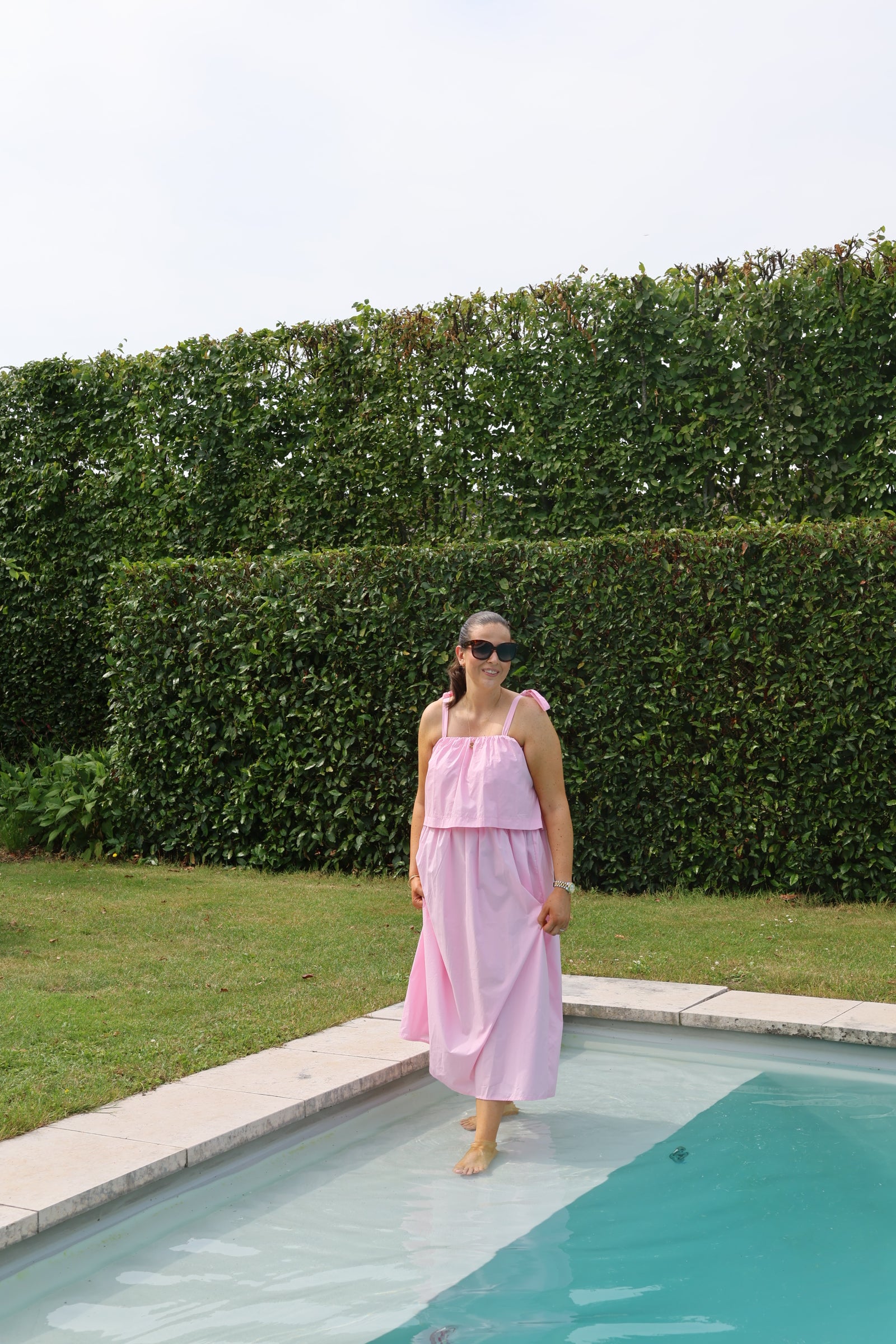 Heleen maxi jurk met strikdetail roze