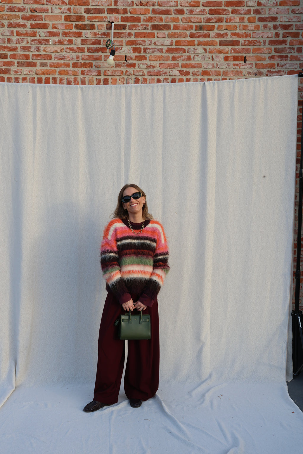 Lune pantalon met detail bordeaux