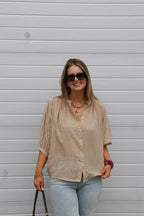 Lieke blouse met wijde mouwen camel