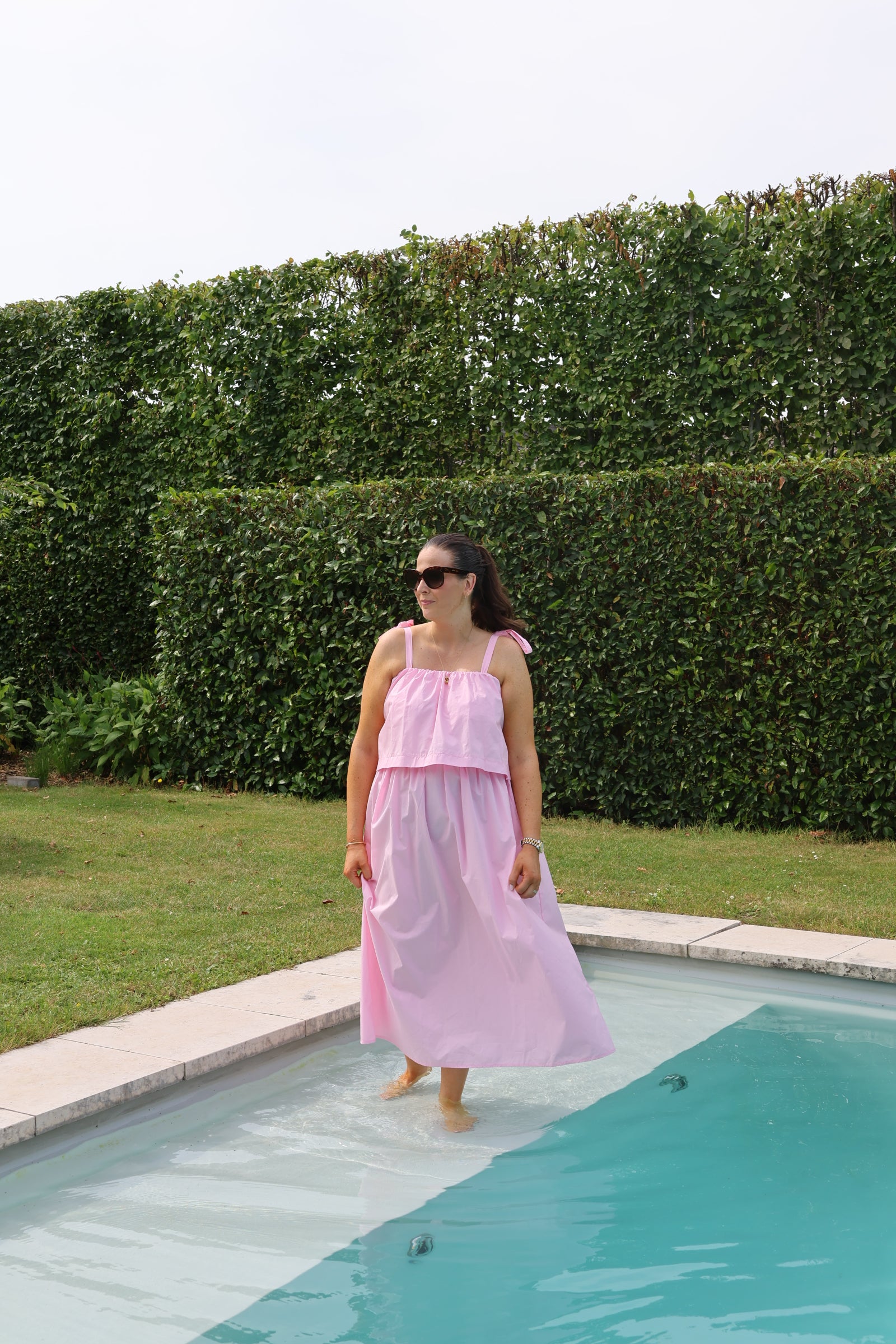 Heleen maxi jurk met strikdetail roze