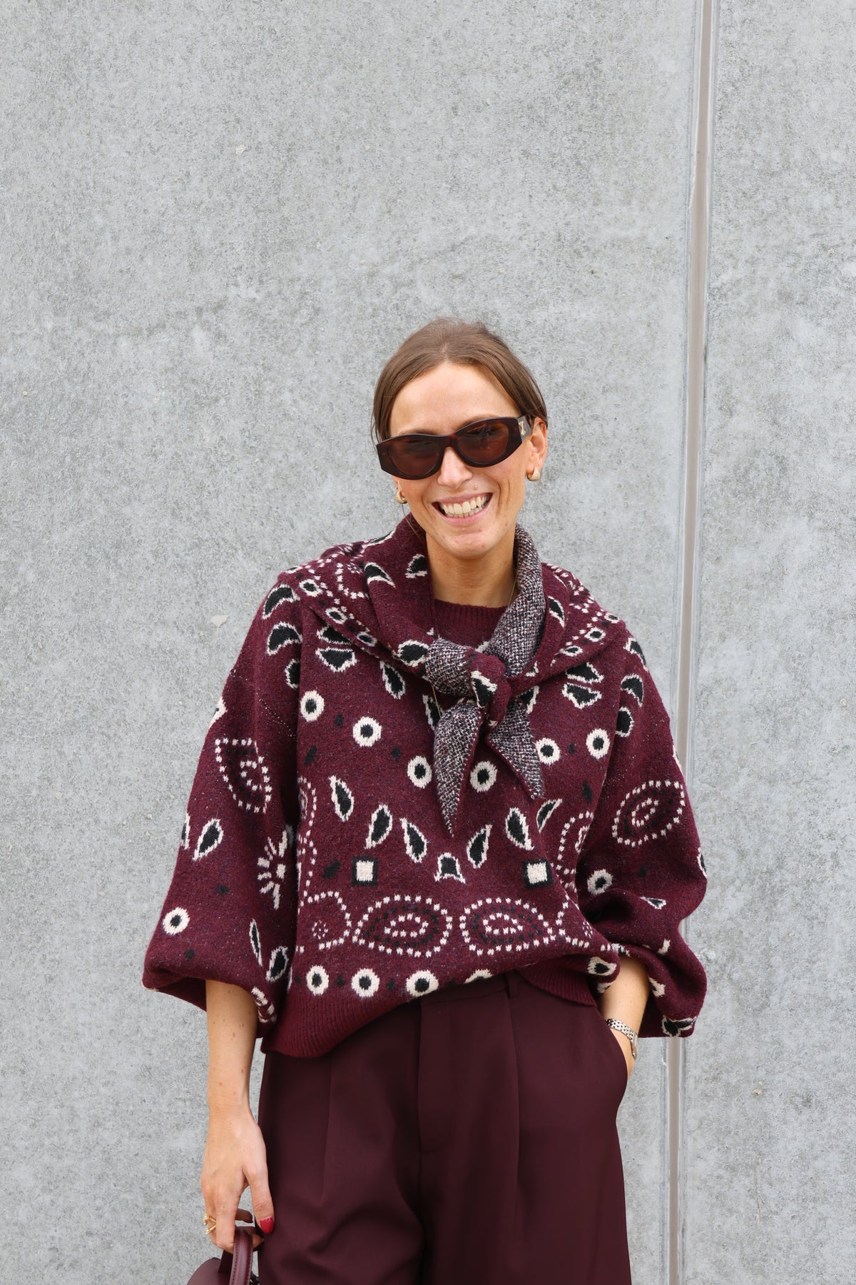 Paisley print sjaaltje bordeaux