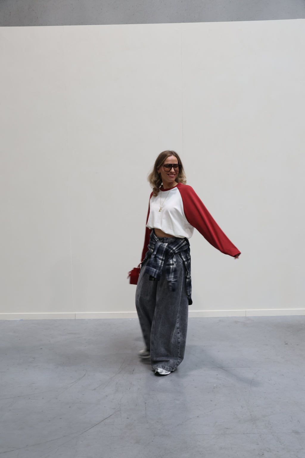 Amy longsleeve créme/donkerrood
