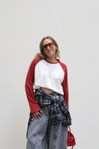 Amy longsleeve créme/donkerrood
