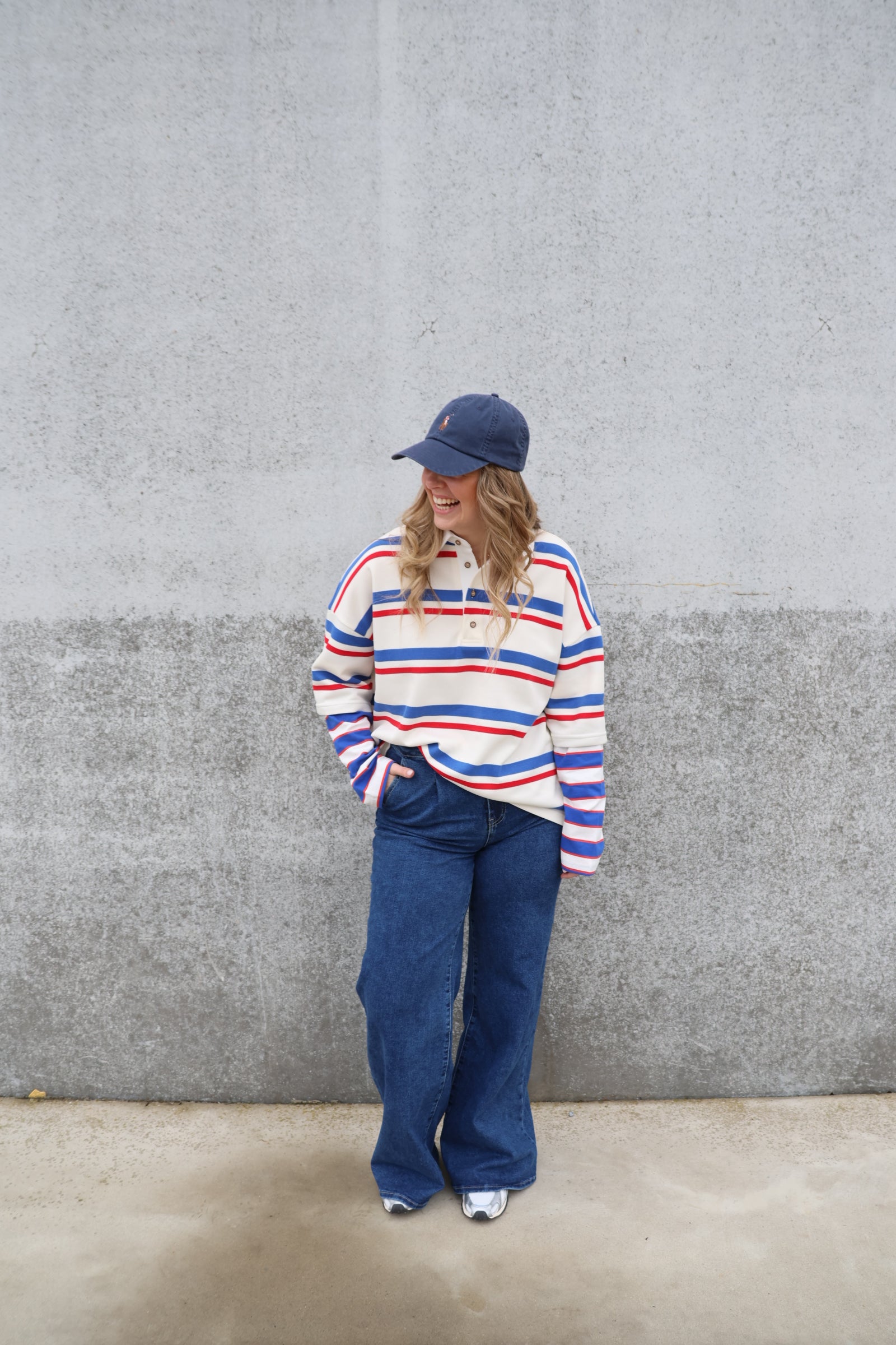 Rae gestreepte polo blauw/rood