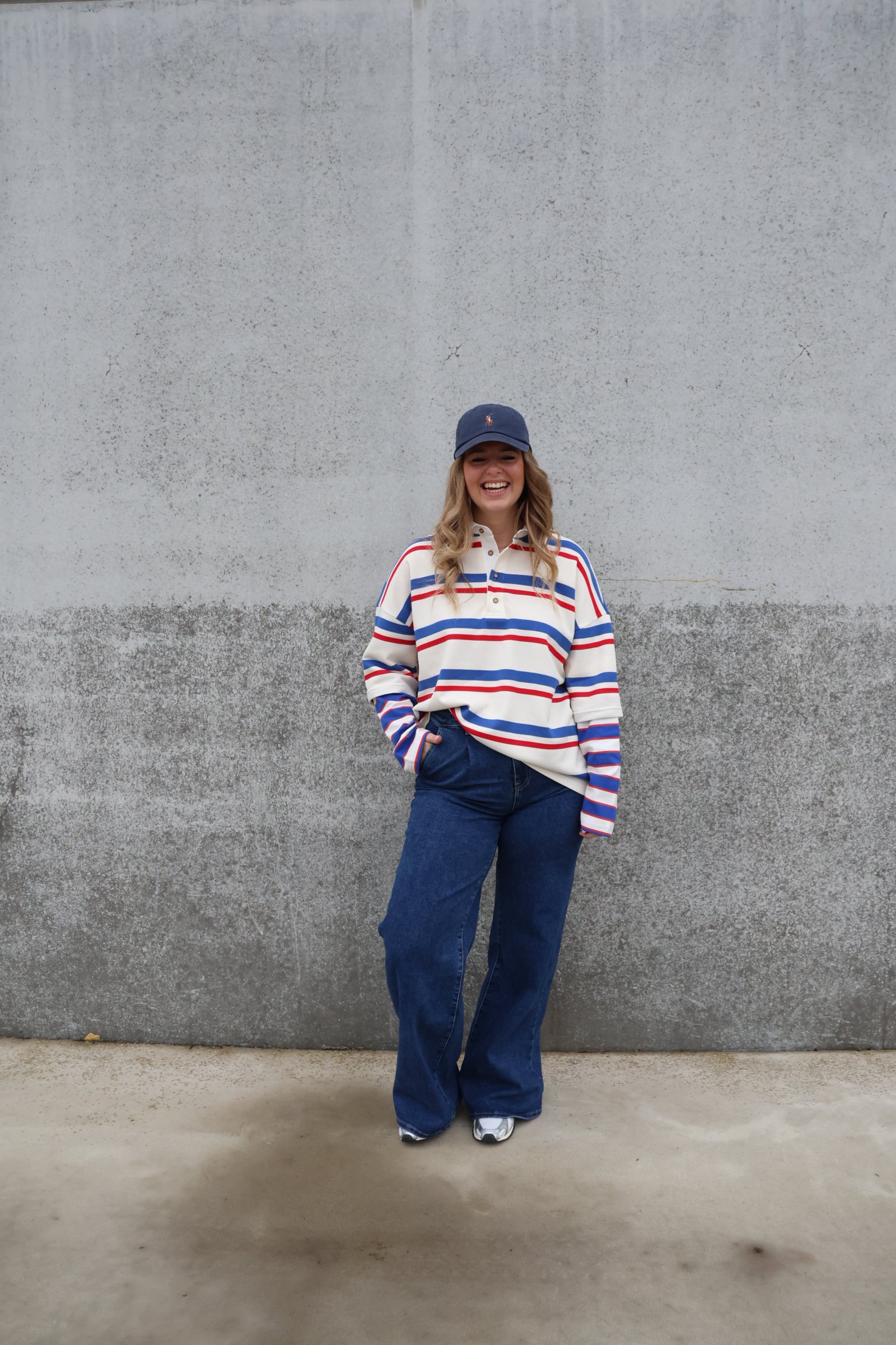 Rae gestreepte polo blauw/rood