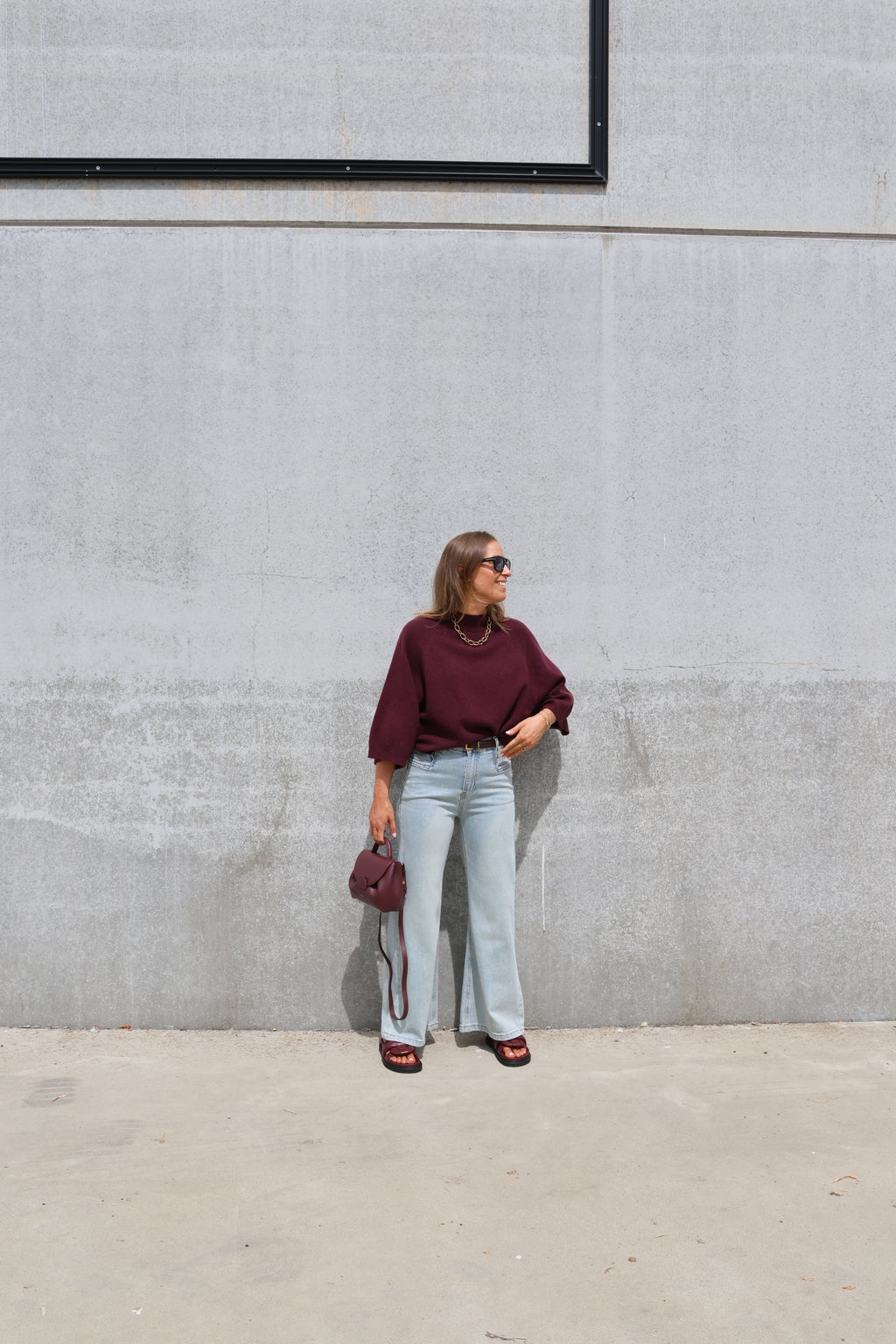 Luka round neck pull aubergine