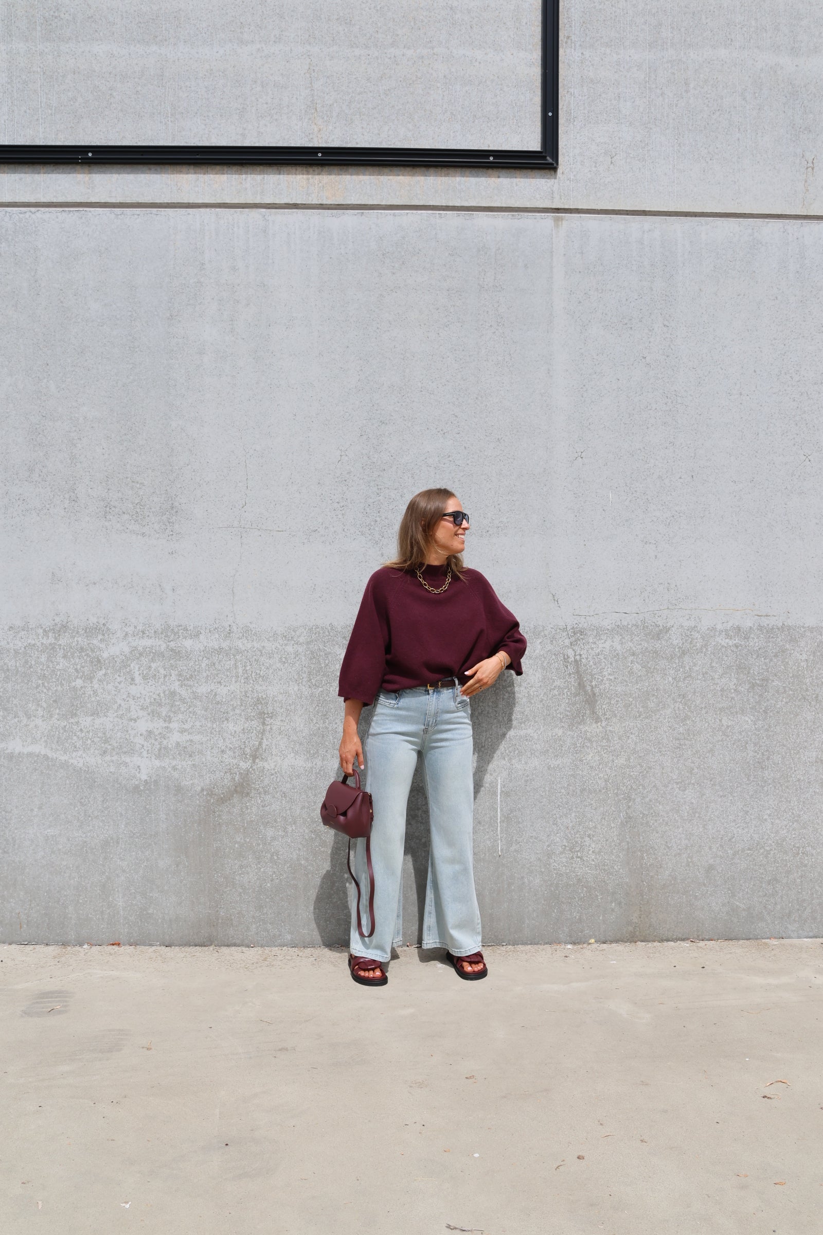 Luka round neck pull aubergine