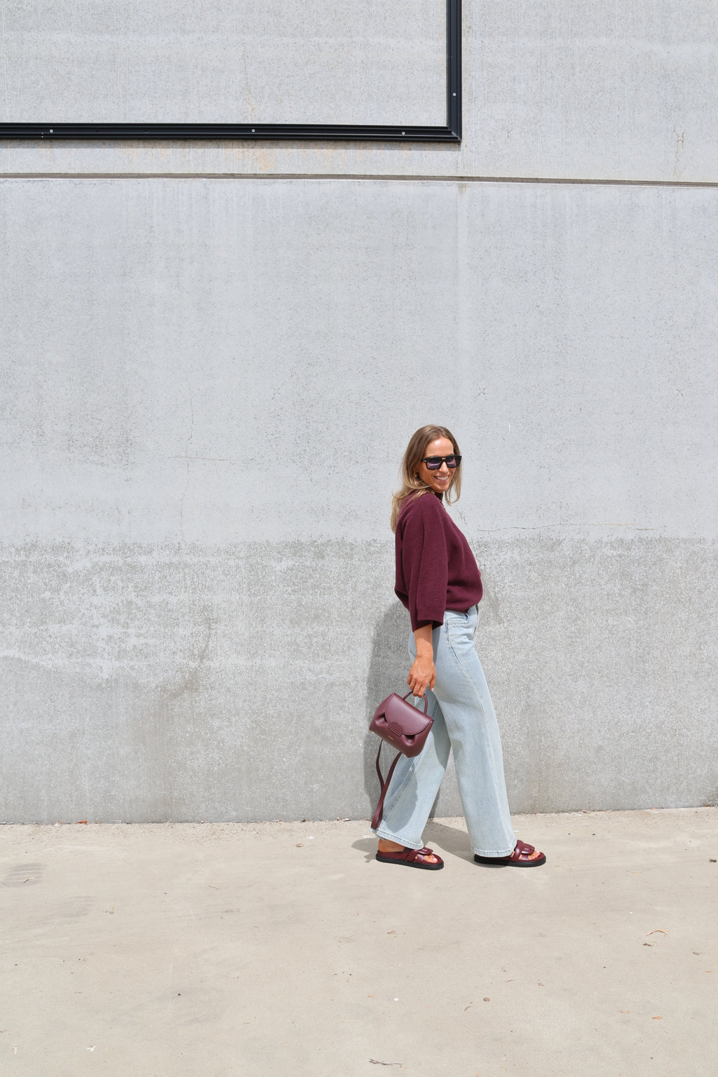 Luka round neck pull aubergine