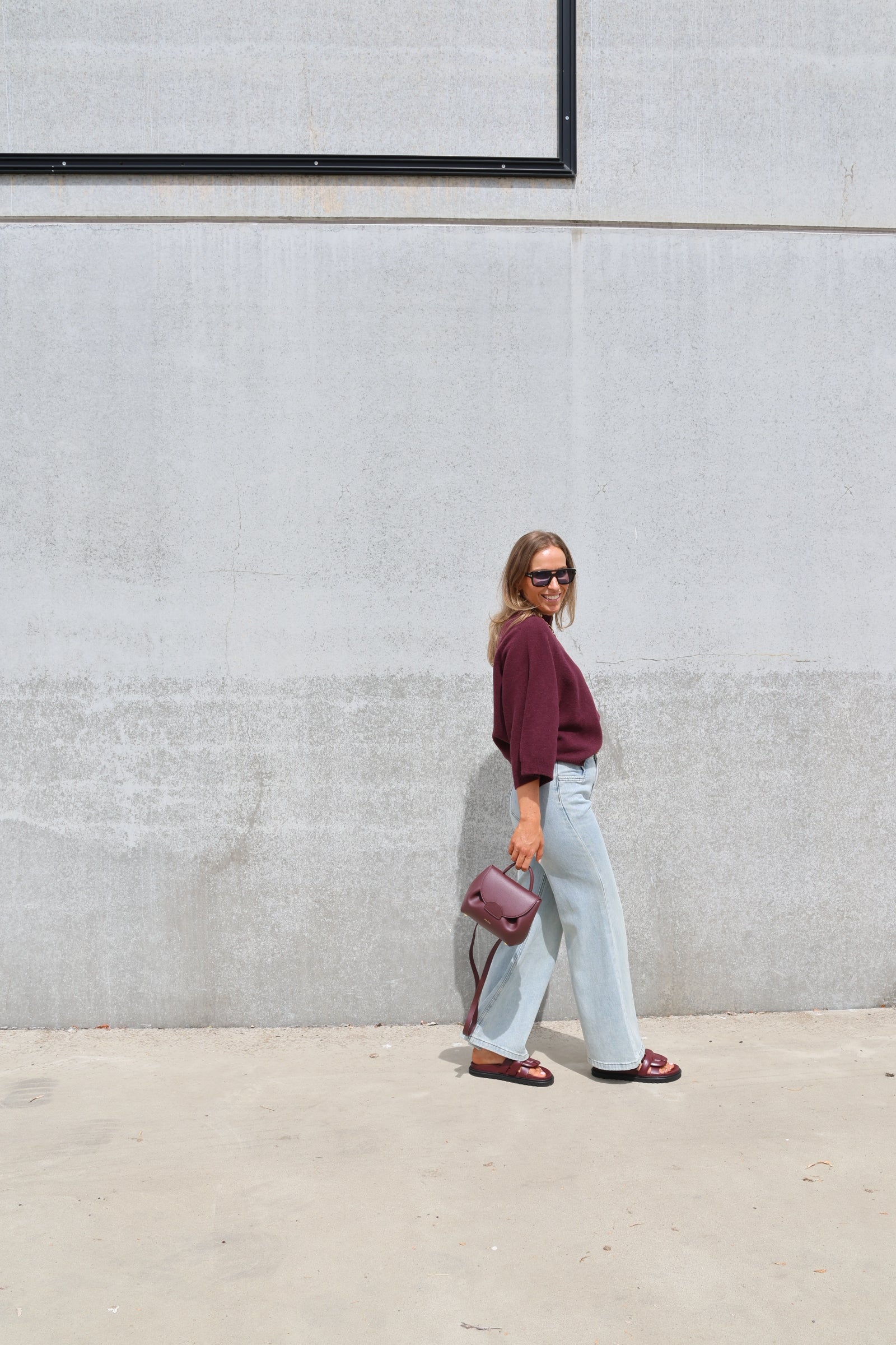 Luka round neck pull aubergine