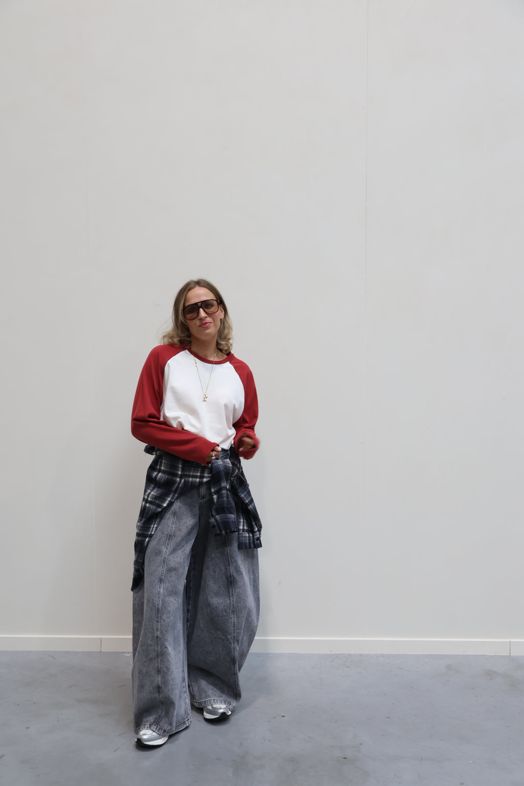 Amy longsleeve créme/donkerrood