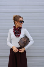 Lou gestreept sjaaltje bordeaux/grijs