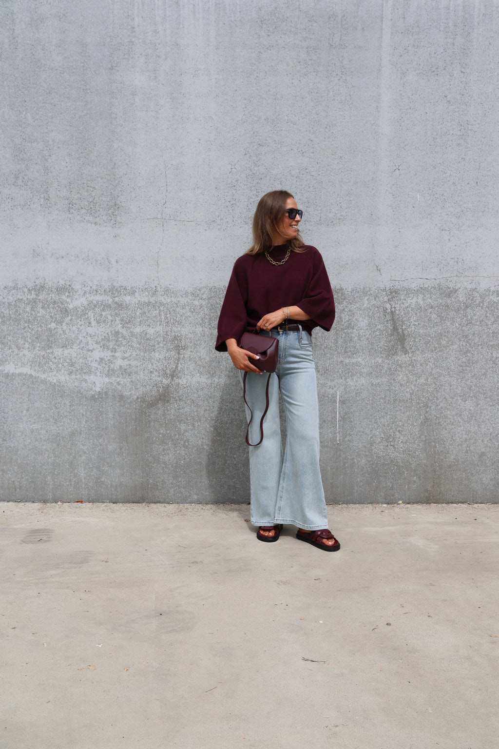 Luka round neck pull aubergine