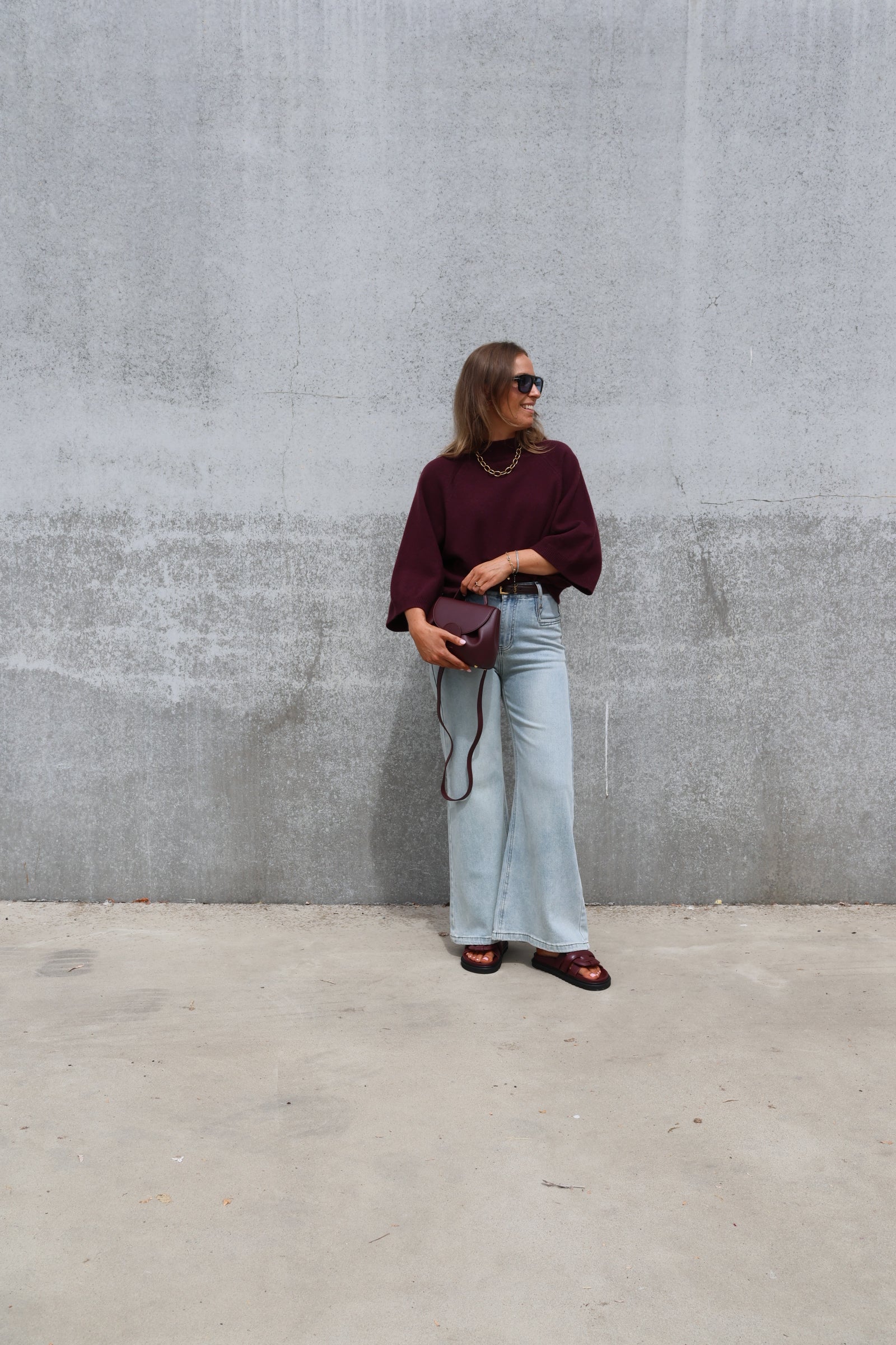 Luka round neck pull aubergine