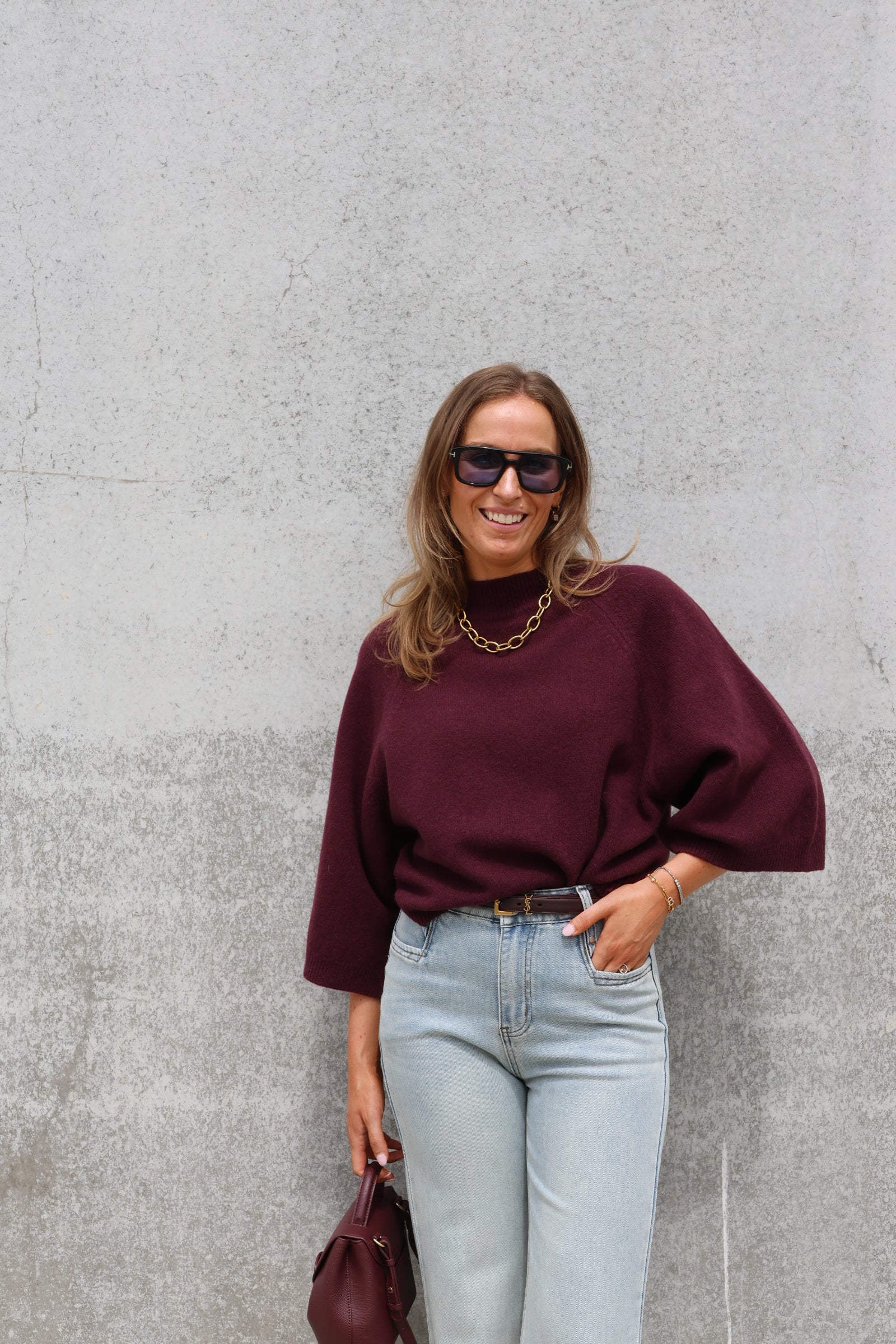 Luka round neck pull aubergine