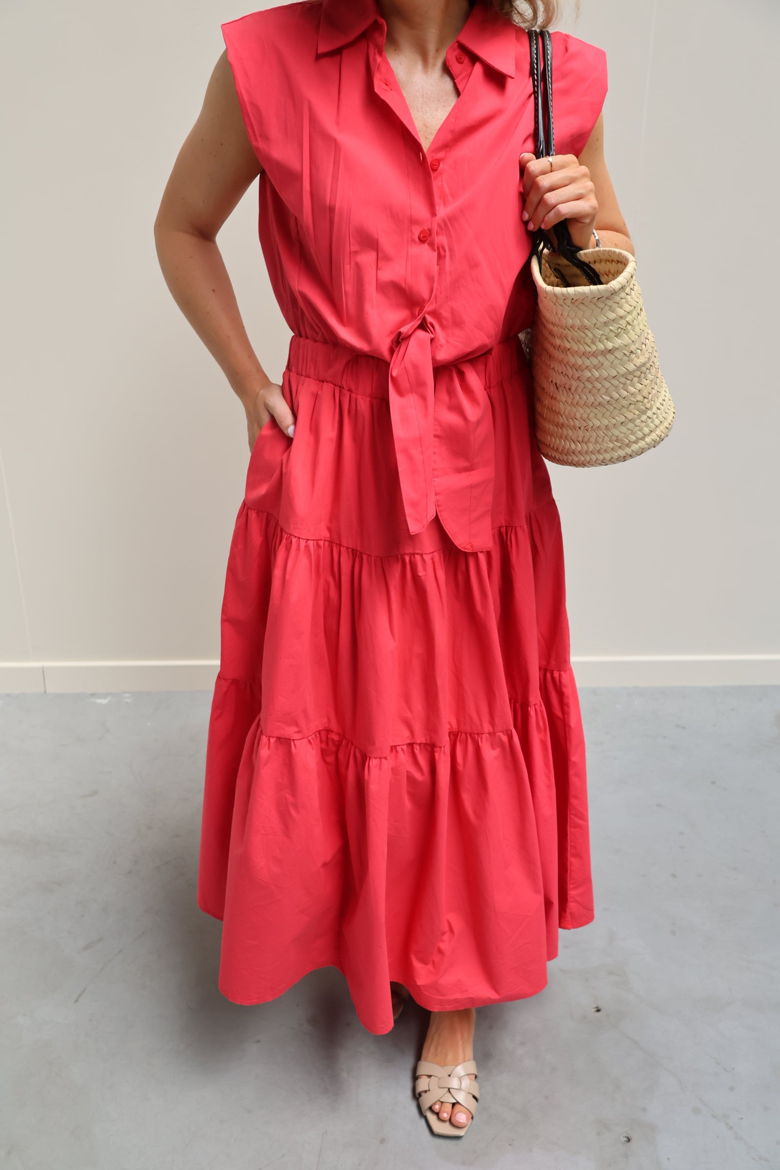 Cato maxi jurk rood