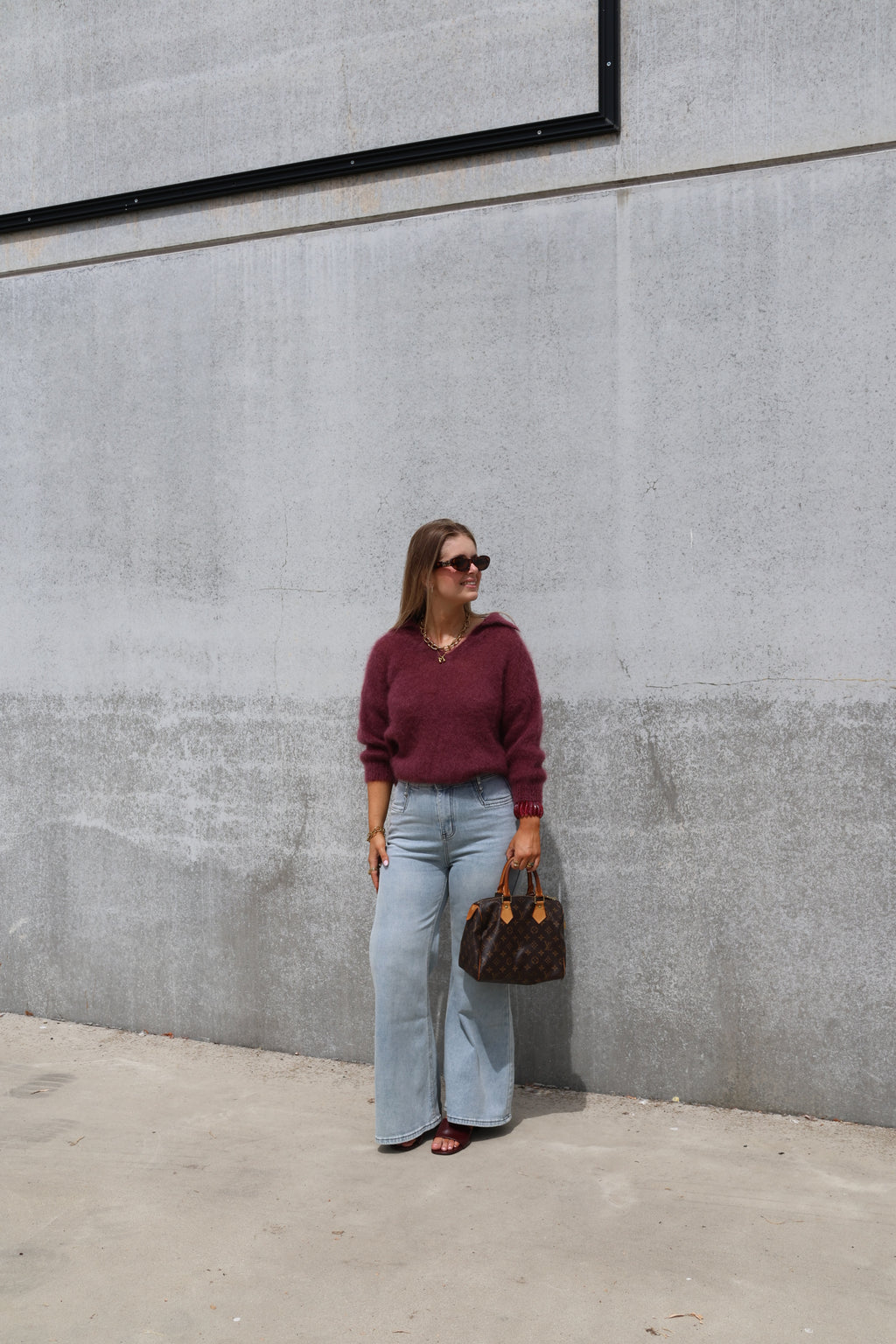 Leonce mohair polo aubergine