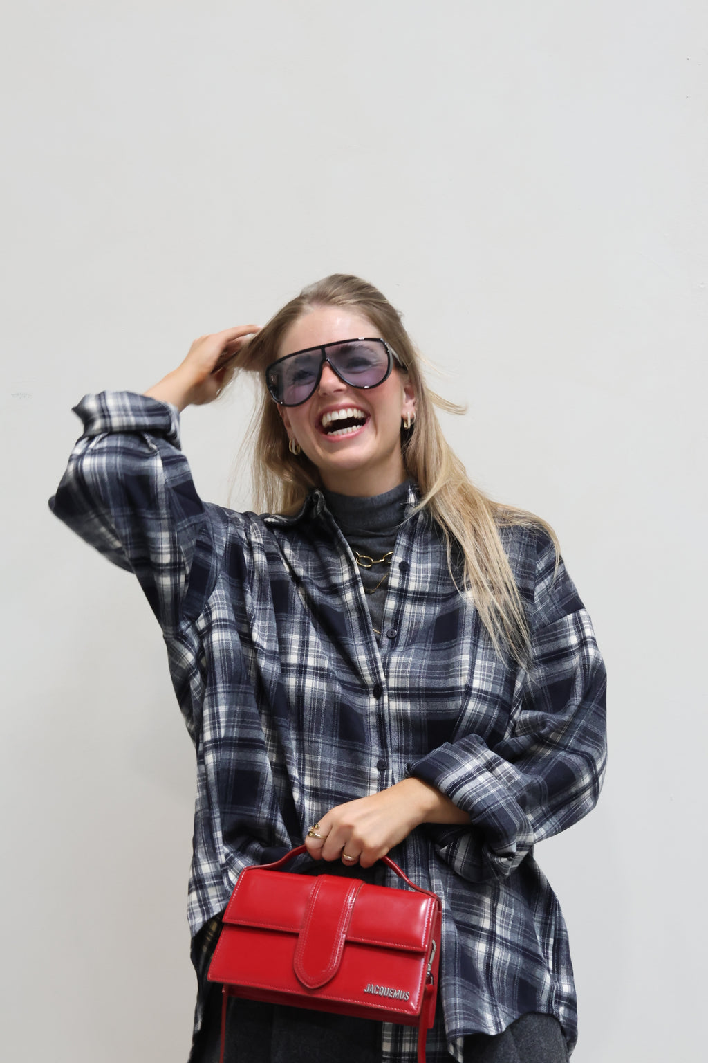 Gitte oversized geruit hemd marine
