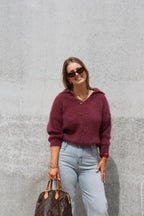 Leonce mohair polo aubergine