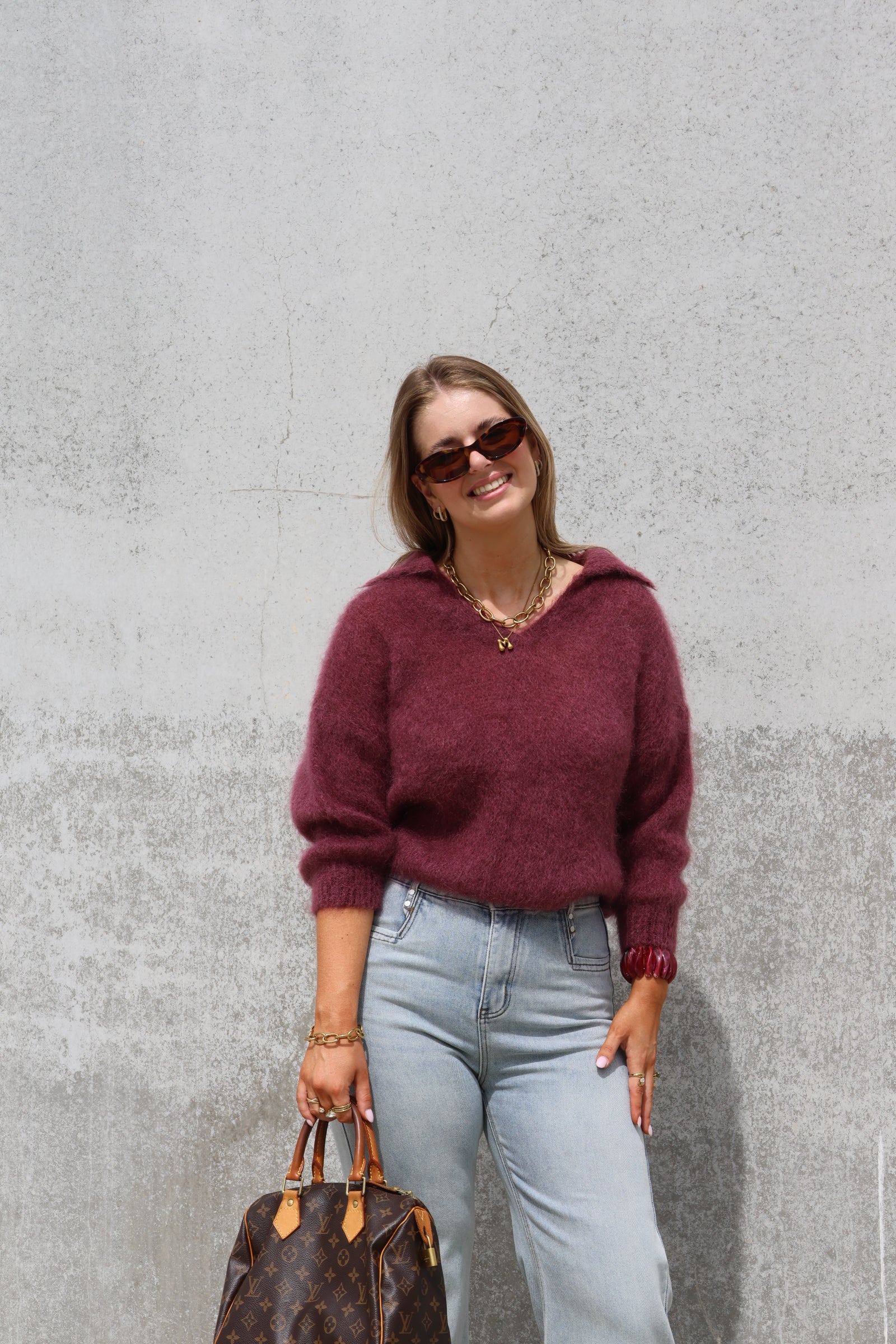 Leonce mohair polo aubergine