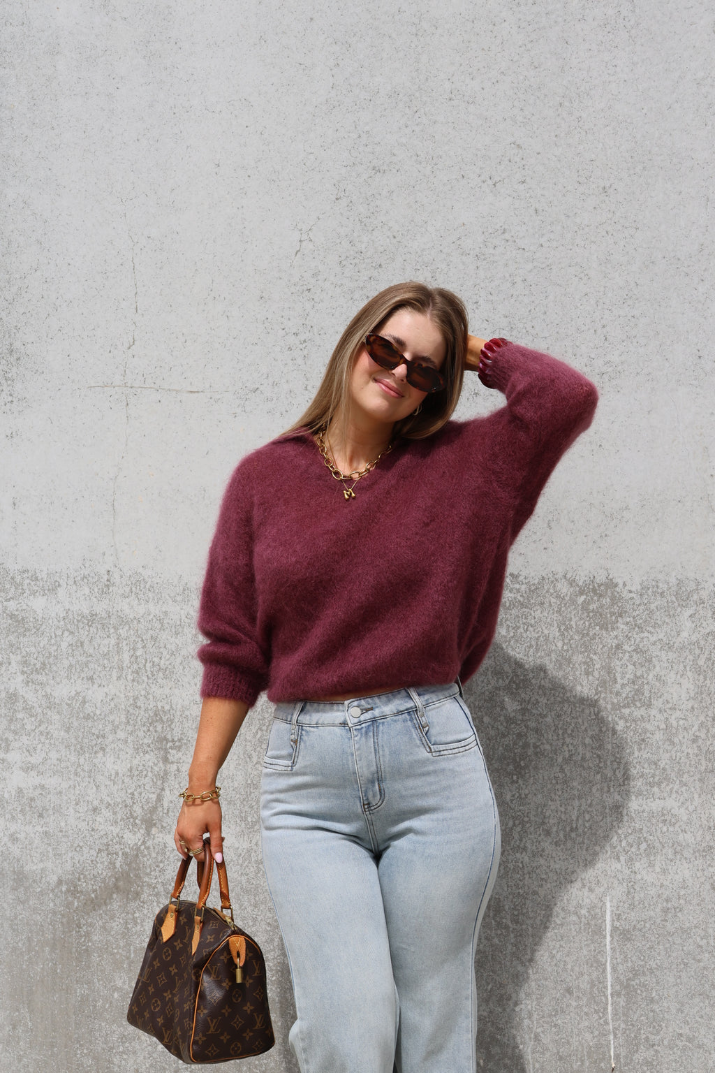 Leonce mohair polo aubergine
