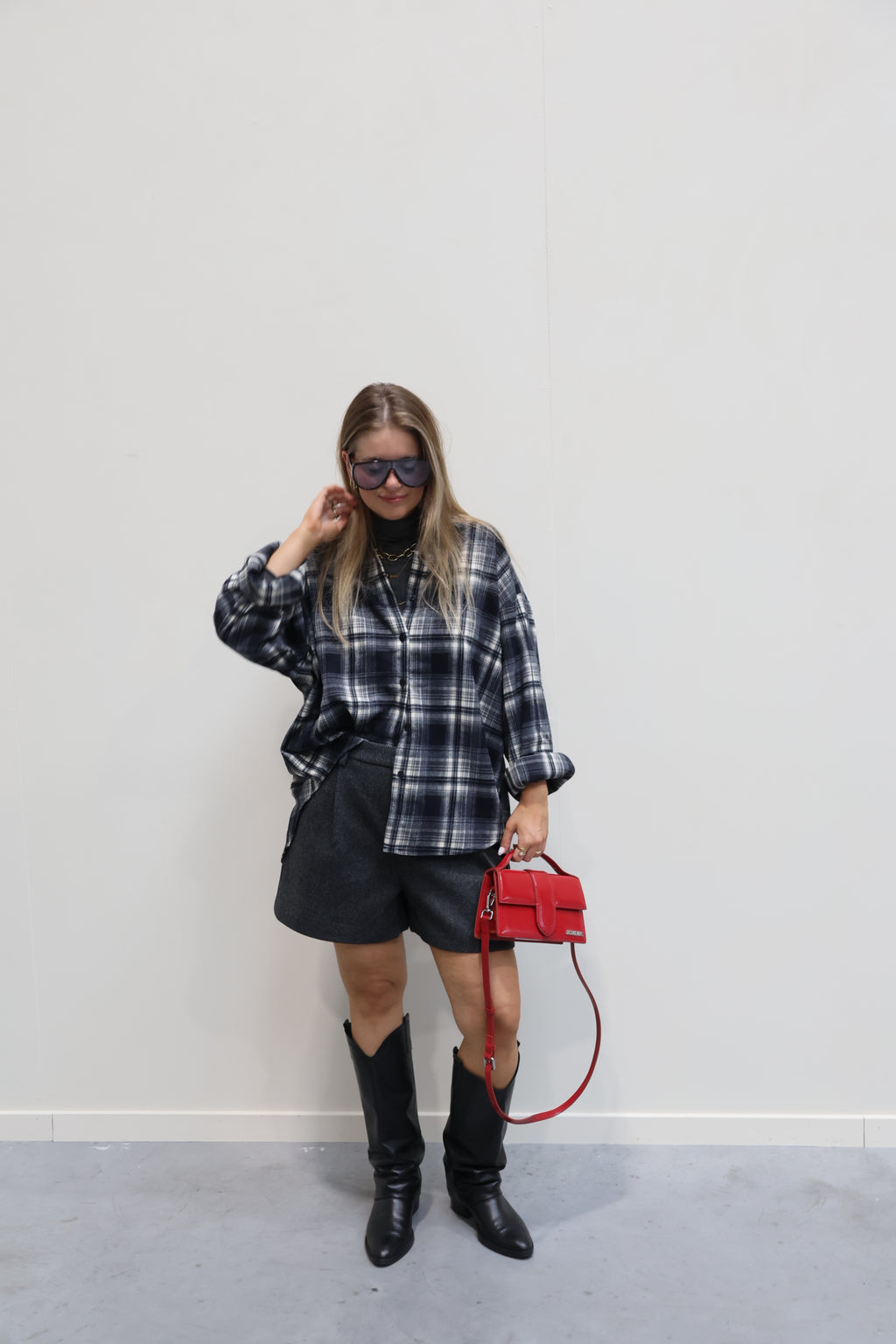 Gitte oversized geruit hemd marine